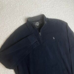 Polo Ralph Lauren men's navy blue quarter zip pullover sweatshirt cotton 1/4 xxl